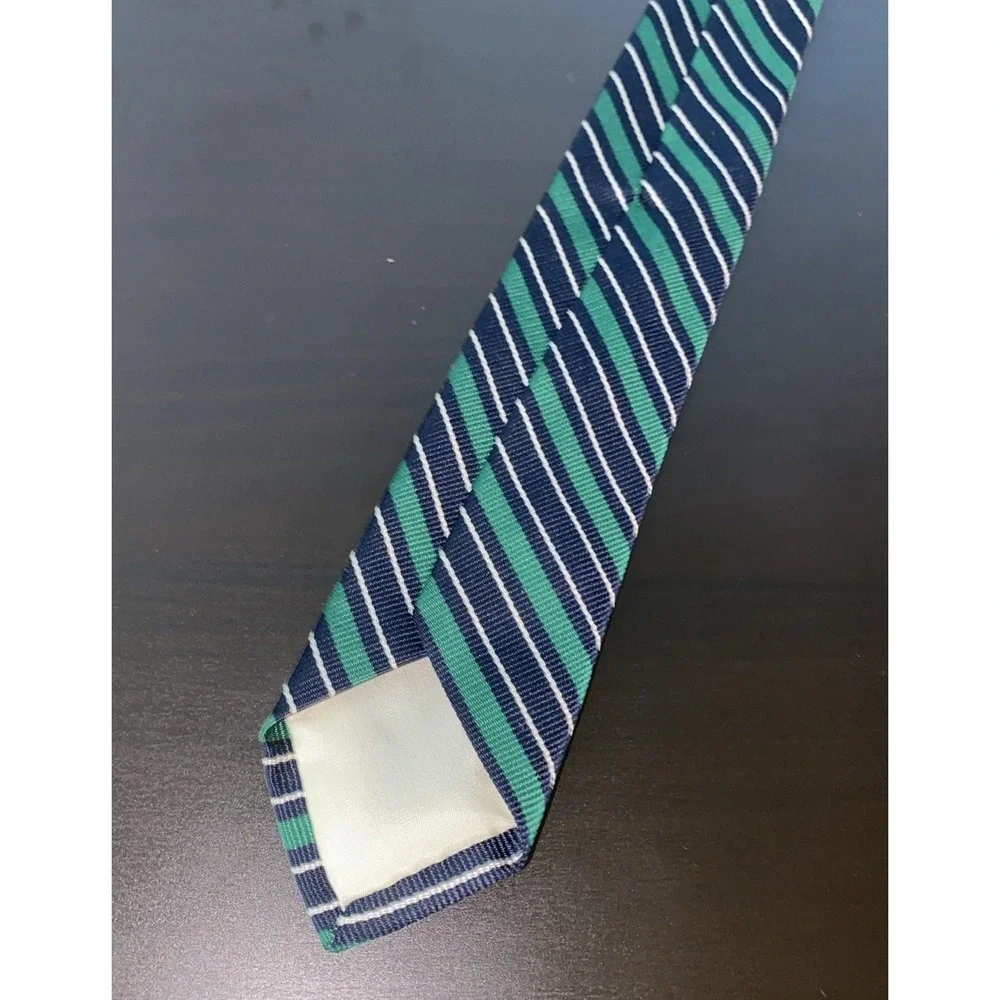 Brooks Brothers Makers Silk Necktie Mens Tie Blue Green Stripe Vintage Regent‎